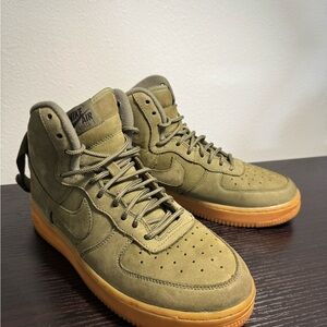 Nike Green and Tan High-Top Sneakers with Classic Design